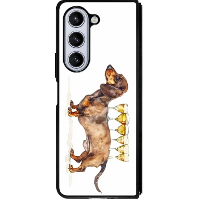Samsung Galaxy Z Fold5 Case Hülle - Silikon schwarz Wine Teckel