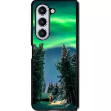 Coque Samsung Galaxy Z Fold5 - Silicone rigide noir Winter 22 Northern Lights