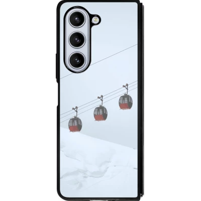 Coque Samsung Galaxy Z Fold5 - Silicone rigide noir Winter 22 ski lift