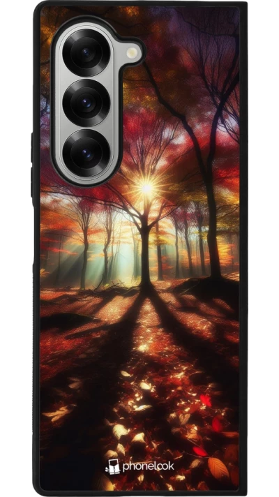 Samsung Galaxy Z Fold6 Case Hülle - Silikon schwarz Herbstlicher goldener Glanz