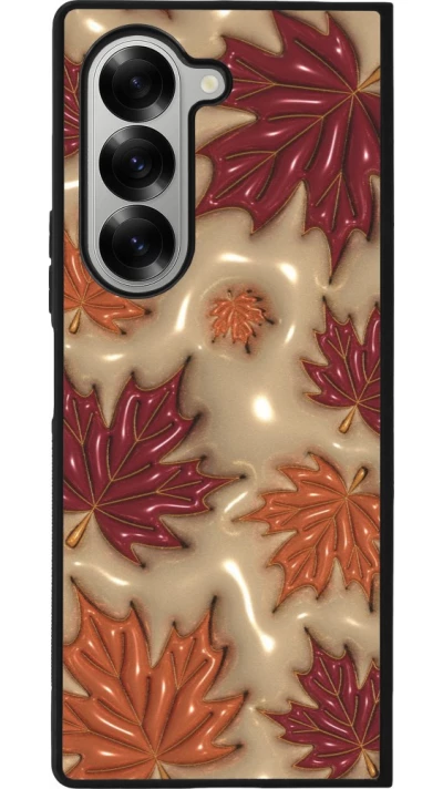 Coque Samsung Galaxy Z Fold6 - Silicone rigide noir Autumn 26 3D leaves