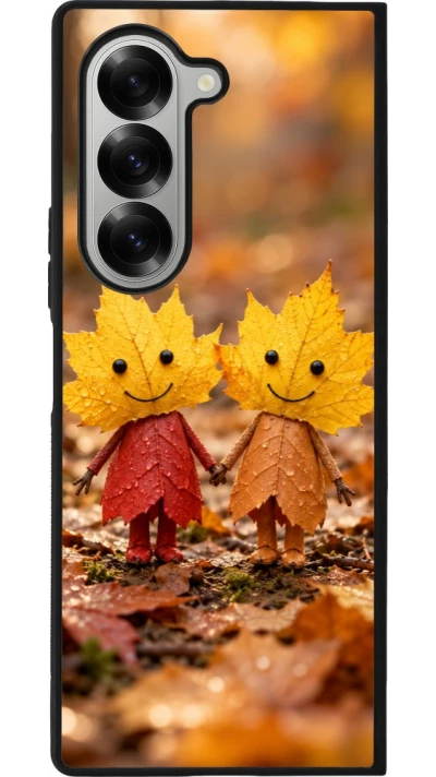 Coque Samsung Galaxy Z Fold6 - Silicone rigide noir Autumn 26 Couple of leaves
