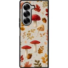 Samsung Galaxy Z Fold6 Case Hülle - Silikon schwarz Autumn 26 Mushrooms and leaves