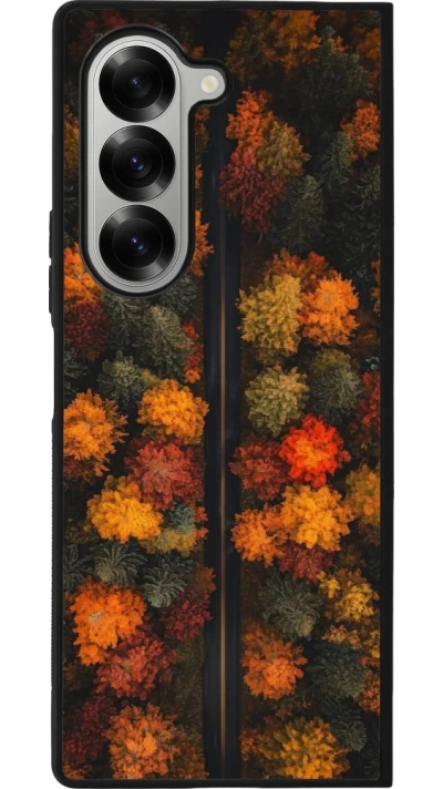 Coque Samsung Galaxy Z Fold6 - Silicone rigide noir Autumn 26 Road in autumn