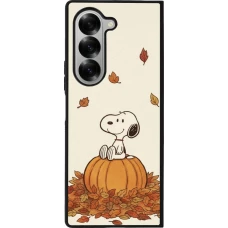 Coque Samsung Galaxy Z Fold6 - Silicone rigide noir Autumn 26 Snoopy autumn