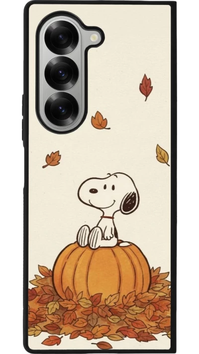Coque Samsung Galaxy Z Fold6 - Silicone rigide noir Autumn 26 Snoopy autumn