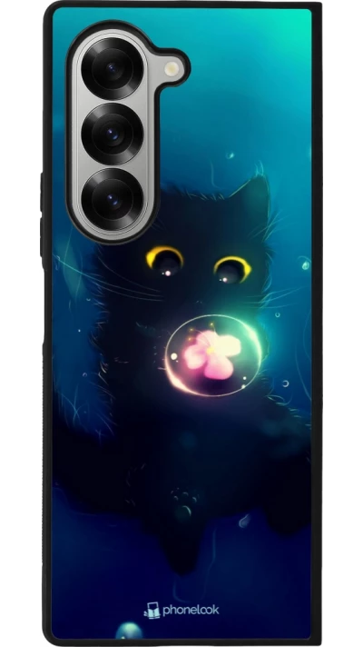 Samsung Galaxy Z Fold6 Case Hülle - Silikon schwarz Cute Cat Bubble