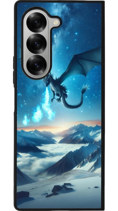 Samsung Galaxy Z Fold6 Case Hülle - Silikon schwarz Drache nächtliche Berg