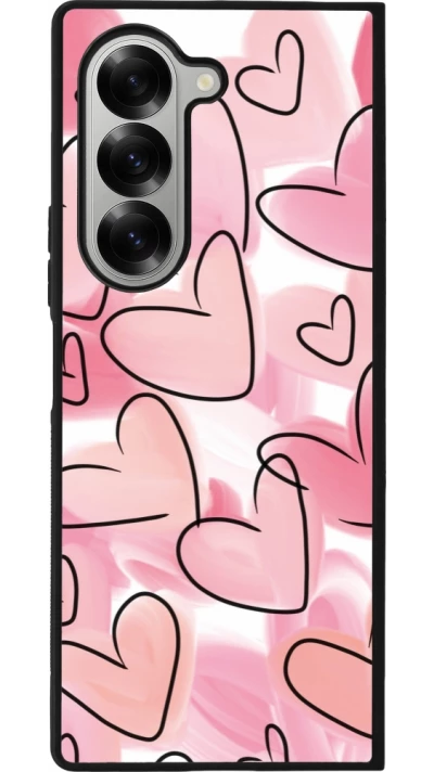 Samsung Galaxy Z Fold6 Case Hülle - Silikon schwarz Easter 2023 pink hearts