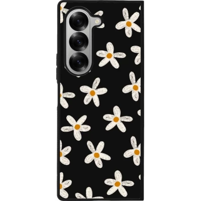 Coque Samsung Galaxy Z Fold6 - Silicone rigide noir Easter 2024 white on black flower