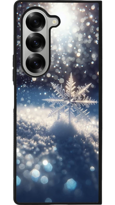 Samsung Galaxy Z Fold6 Case Hülle - Silikon schwarz Schneeflocke Solar Glanz