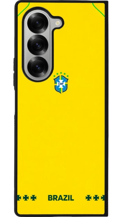 Coque Samsung Galaxy Z Fold6 - Silicone rigide noir Maillot de football Bresil 2026 personnalisable