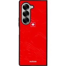 Coque Samsung Galaxy Z Fold6 - Silicone rigide noir Maillot de football Suisse 2026 personnalisable