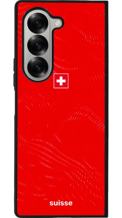 Coque Samsung Galaxy Z Fold6 - Silicone rigide noir Maillot de football Suisse 2026 personnalisable