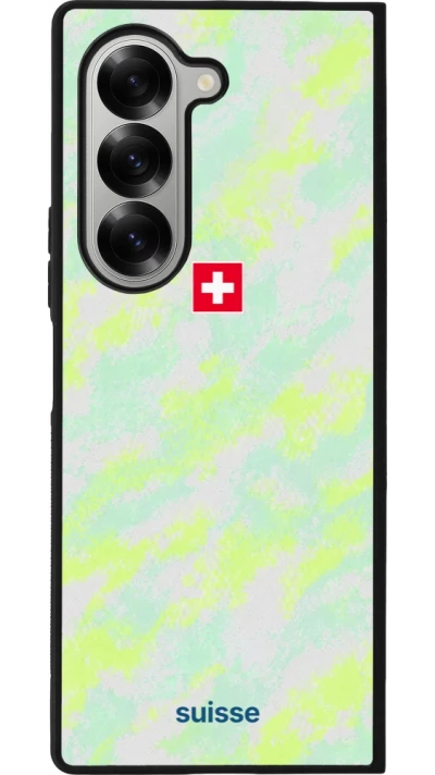 Coque Samsung Galaxy Z Fold6 - Silicone rigide noir Maillot de football Suisse Away 2026 personnalisable