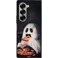 Coque Samsung Galaxy Z Fold6 - Silicone rigide noir Halloween 2026 Ghost eating pizza