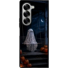 Coque Samsung Galaxy Z Fold6 - Silicone rigide noir Halloween 2026 Ghost on a swing