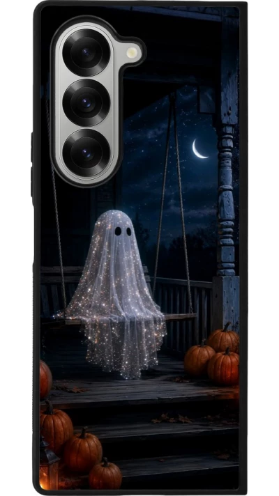 Coque Samsung Galaxy Z Fold6 - Silicone rigide noir Halloween 2026 Ghost on a swing