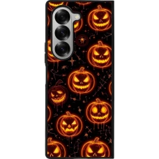 Coque Samsung Galaxy Z Fold6 - Silicone rigide noir Halloween 2026 Pattern Pumpkins