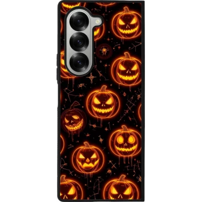 Coque Samsung Galaxy Z Fold6 - Silicone rigide noir Halloween 2026 Pattern Pumpkins