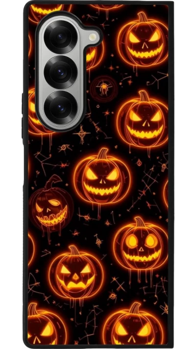 Coque Samsung Galaxy Z Fold6 - Silicone rigide noir Halloween 2026 Pattern Pumpkins