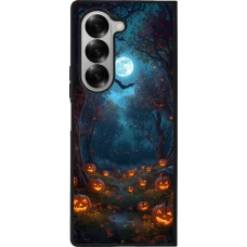 Coque Samsung Galaxy Z Fold6 - Silicone rigide noir Halloween 2026 Road of Pumpkins