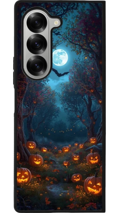 Coque Samsung Galaxy Z Fold6 - Silicone rigide noir Halloween 2026 Road of Pumpkins
