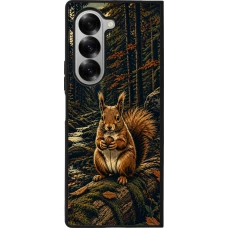 Samsung Galaxy Z Fold6 Case Hülle - Silikon schwarz Linocut Eichhörnchen