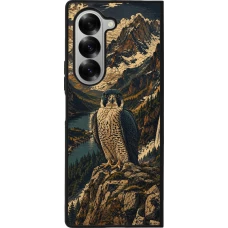 Samsung Galaxy Z Fold6 Case Hülle - Silikon schwarz Linocut Wanderfalke