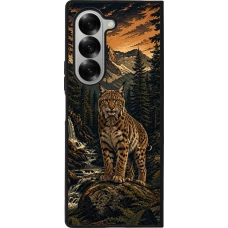 Samsung Galaxy Z Fold6 Case Hülle - Silikon schwarz Linocut Luchs
