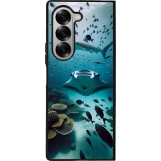 Coque Samsung Galaxy Z Fold6 - Silicone rigide noir Manta Lagon Nettoyage