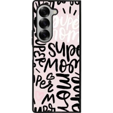 Coque Samsung Galaxy Z Fold6 - Silicone rigide noir Mom 2024 Super mom