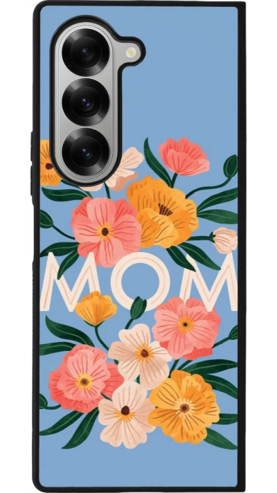 Coque Samsung Galaxy Z Fold6 - Silicone rigide noir Mom 2026 Flowers