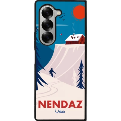Coque Samsung Galaxy Z Fold6 - Silicone rigide noir Nendaz Cabane Ski