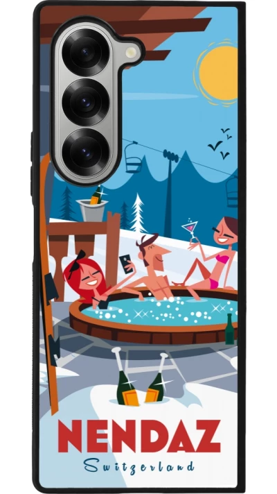 Coque Samsung Galaxy Z Fold6 - Silicone rigide noir Nendaz Mountain Jacuzzi