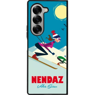 Coque Samsung Galaxy Z Fold6 - Silicone rigide noir Nendaz Ski Downhill