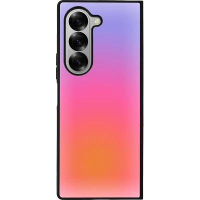 Coque Samsung Galaxy Z Fold6 - Silicone rigide noir Orange Pink Blue Gradient