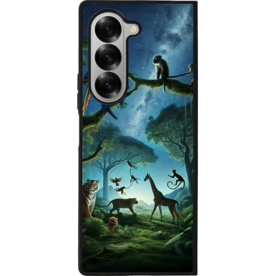 Coque Samsung Galaxy Z Fold6 - Silicone rigide noir Paradis des animaux exotiques