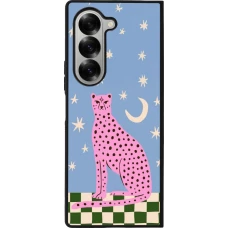 Coque Samsung Galaxy Z Fold6 - Silicone rigide noir Pink leopard with stars 2026