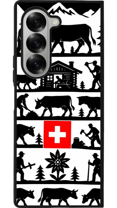 Coque Samsung Galaxy Z Fold6 - Silicone rigide noir Poya Suisse 1