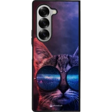 Coque Samsung Galaxy Z Fold6 - Silicone rigide noir Red Blue Cat Glasses