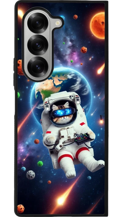 Coque Samsung Galaxy Z Fold6 - Silicone rigide noir VR SpaceCat Odyssey