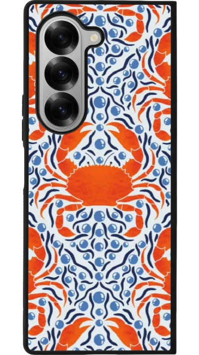 Coque Samsung Galaxy Z Fold6 - Silicone rigide noir Crabs and pearls Summer 2026