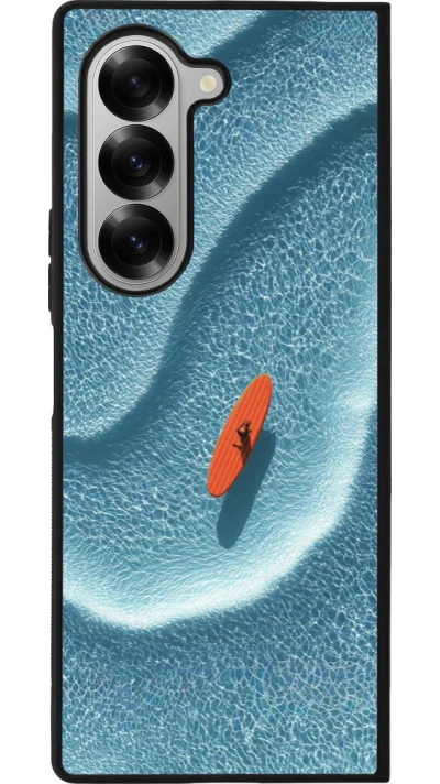 Coque Samsung Galaxy Z Fold6 - Silicone rigide noir Orange surf Summer 2026