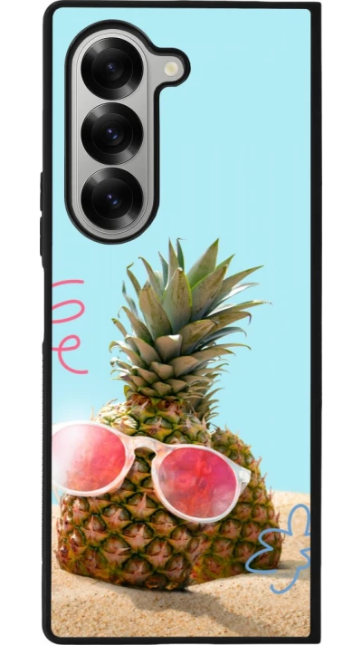 Coque Samsung Galaxy Z Fold6 - Silicone rigide noir Pineapple with glasses Summer 2026