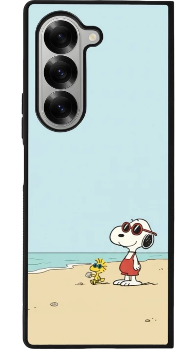 Coque Samsung Galaxy Z Fold6 - Silicone rigide noir Snoopy on the beach Summer 2026