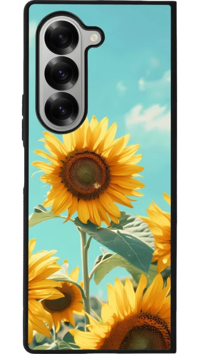Coque Samsung Galaxy Z Fold6 - Silicone rigide noir Sunflowers Summer 2026