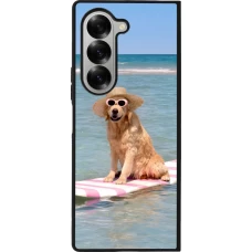 Coque Samsung Galaxy Z Fold6 - Silicone rigide noir Summer Dog on Paddle