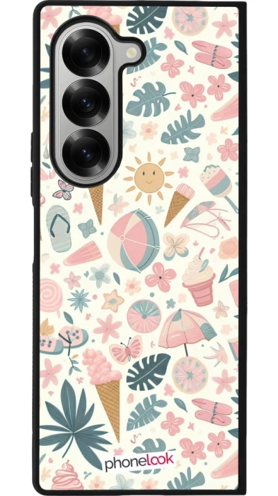 Coque Samsung Galaxy Z Fold6 - Silicone rigide noir Summer Pink Pattern