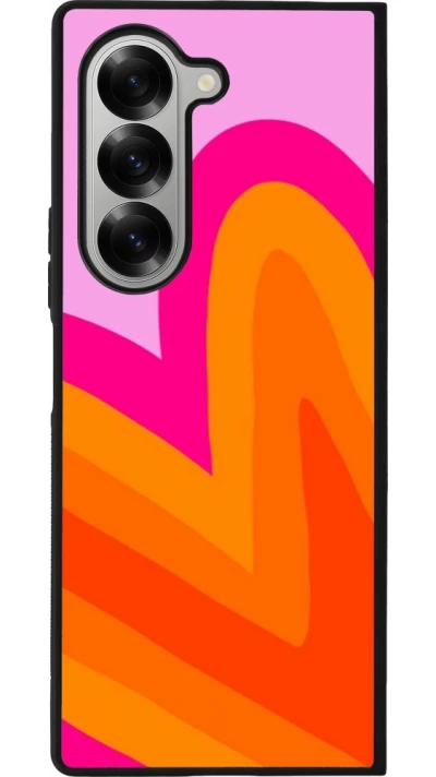 Coque Samsung Galaxy Z Fold6 - Silicone rigide noir Valentine 2024 heart gradient